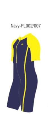 Unisex Swimming Costume-Front Zipper - 32, Pink/Navy, Black/Blue, Navy/yellow-311