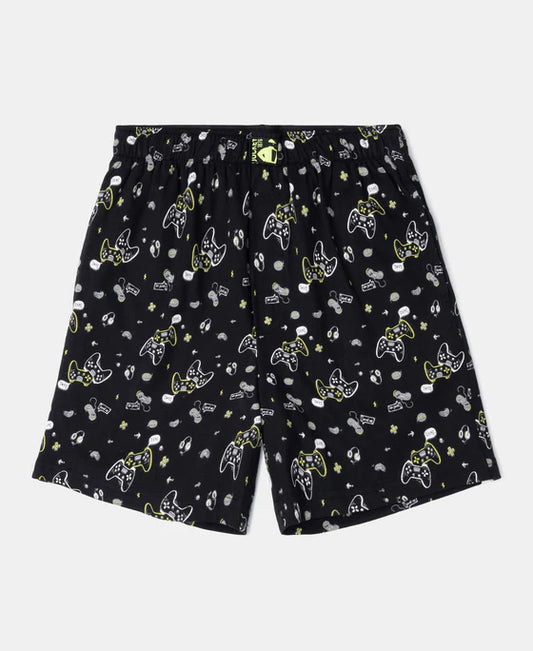 Boy's Super Combed Cotton Printed Boxer Shorts with Side Pockets (#MB05)-12 years Asstd