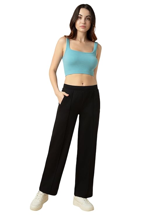 ALL DAY PANT - Van Heusen Women High Rise Athleisure Solid Wide Leg Pleated Pant - Functional Pocket, Relax Fit