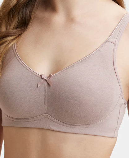 Jockey Women's Wirefree Non Padded Super Combed Cotton Elastane Stretch Full Coverage Everyday Bra with Concealed Shaper Panel and Broad Fabric Straps # FE41