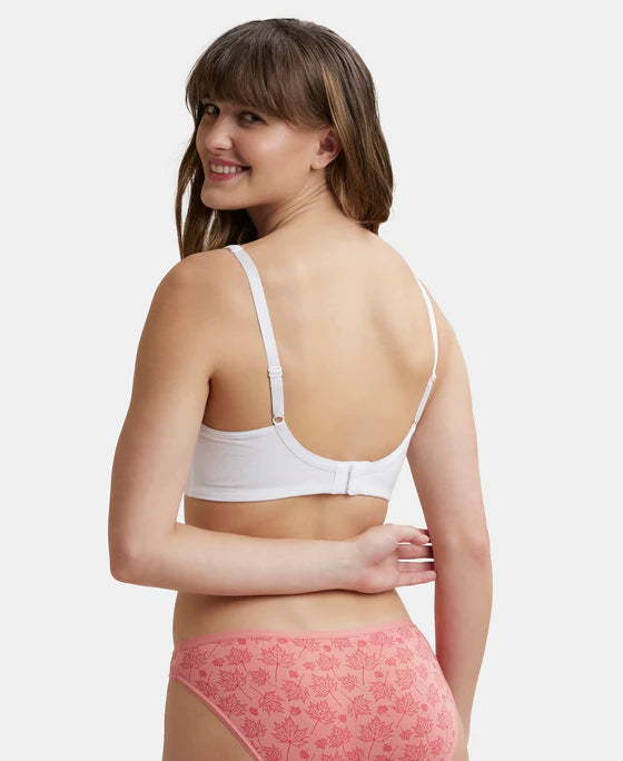 Jockey Women's Wirefree Non Padded Super Combed Cotton Elastane Stretch Full Coverage Everyday Bra with Concealed Shaper Panel and Broad Fabric Straps # FE41