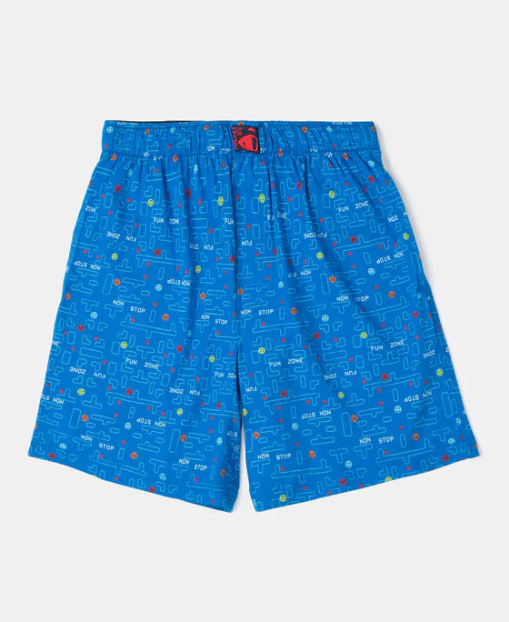 Boy's Super Combed Cotton Printed Boxer Shorts with Side Pockets (#MB05)-12 years Asstd