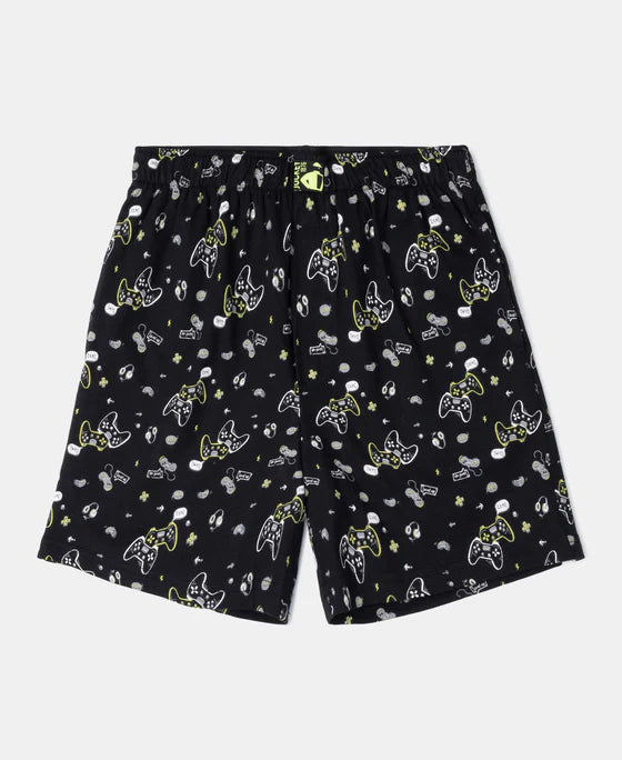 Boy's Super Combed Cotton Printed Boxer Shorts with Side Pockets (#MB05)-12 years Asstd