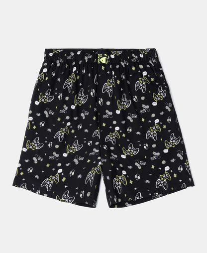 Boy's Super Combed Cotton Printed Boxer Shorts with Side Pockets (#MB05)-12 years Asstd