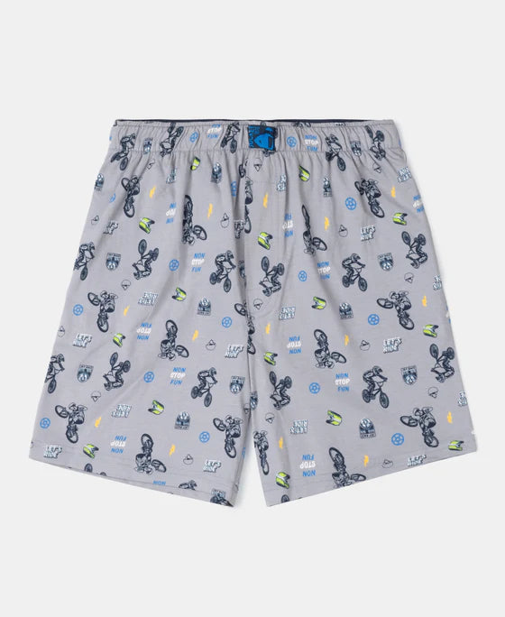 Boy's Super Combed Cotton Printed Boxer Shorts with Side Pockets (#MB05)-12 years Asstd