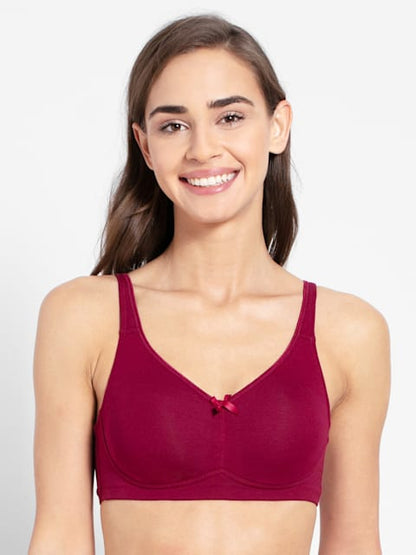 Jockey Women's Wirefree Non Padded Super Combed Cotton Elastane Stretch Full Coverage Everyday Bra with Concealed Shaper Panel and Broad Fabric Straps # FE41