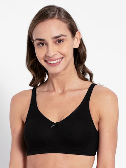 Jockey Women's Wirefree Non Padded Super Combed Cotton Elastane Stretch Full Coverage Everyday Bra with Concealed Shaper Panel and Broad Fabric Straps # FE41
