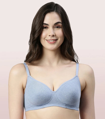 Enamor Everyday Side Support Shaper Stretch Cotton Bra For Women - High Coverage, Non-Padded, Non-Wired Bra | A042