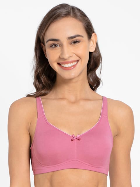 Jockey Women's Wirefree Non Padded Super Combed Cotton Elastane Stretch Full Coverage Everyday Bra with Concealed Shaper Panel and Broad Fabric Straps # FE41