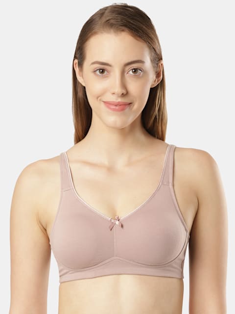 Jockey Women's Wirefree Non Padded Super Combed Cotton Elastane Stretch Full Coverage Everyday Bra with Concealed Shaper Panel and Broad Fabric Straps # FE41