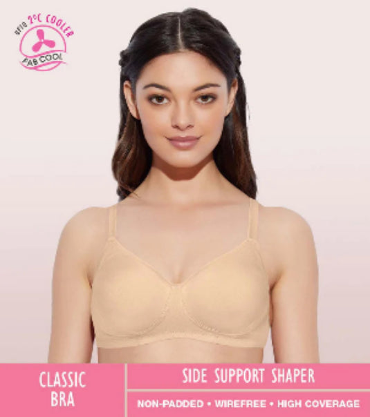 Enamor Everyday Side Support Shaper Stretch Cotton Bra For Women - High Coverage, Non-Padded, Non-Wired Bra | A042