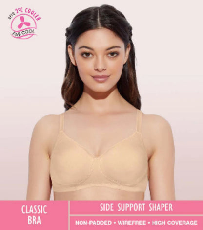 Enamor Everyday Side Support Shaper Stretch Cotton Bra For Women - High Coverage, Non-Padded, Non-Wired Bra | A042