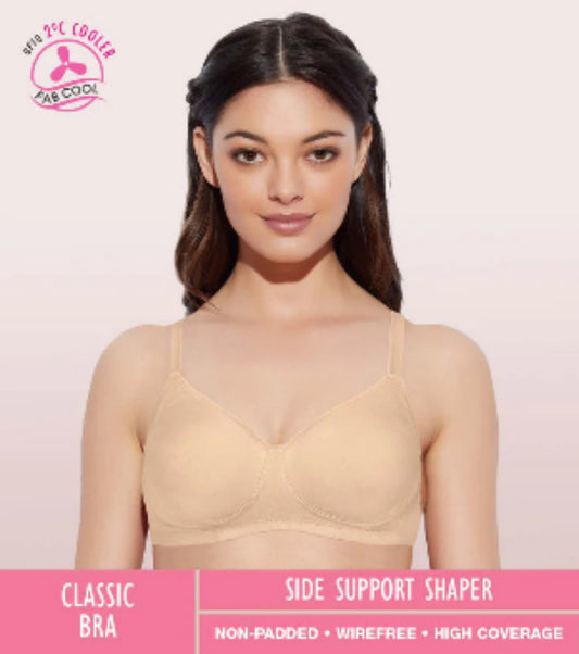 Enamor Everyday Side Support Shaper Stretch Cotton Bra For Women - High Coverage, Non-Padded, Non-Wired Bra | A042