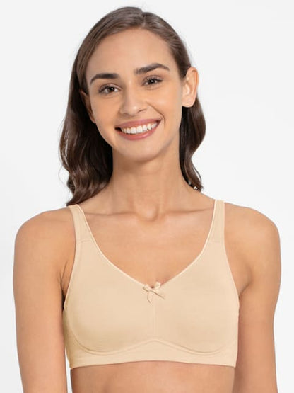 Jockey Women's Wirefree Non Padded Super Combed Cotton Elastane Stretch Full Coverage Everyday Bra with Concealed Shaper Panel and Broad Fabric Straps # FE41