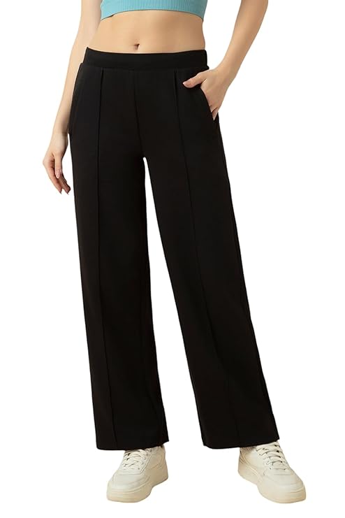 ALL DAY PANT - Van Heusen Women High Rise Athleisure Solid Wide Leg Pleated Pant - Functional Pocket, Relax Fit