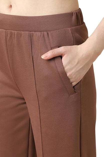 ALL DAY PANT - Van Heusen Women High Rise Athleisure Solid Wide Leg Pleated Pant - Functional Pocket, Relax Fit