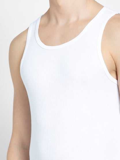 Jockey - Men's Super Combed Cotton Rib Round Neck Sleeveless Vest with Stay Fresh Properties - White - 8823 (2pc pack)