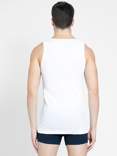 Jockey - Men's Super Combed Cotton Rib Round Neck Sleeveless Vest with Stay Fresh Properties - White - 8823 (2pc pack)