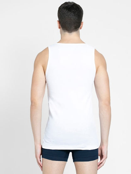 Jockey - Men's Super Combed Cotton Rib Round Neck Sleeveless Vest with Stay Fresh Properties - White - 8823 (2pc pack)