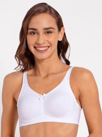 Jockey Women's Wirefree Non Padded Super Combed Cotton Elastane Stretch Full Coverage Everyday Bra with Concealed Shaper Panel and Broad Fabric Straps # FE41